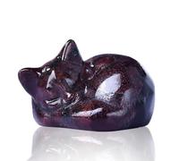 WUYOUSHI Natural Garnet Cat Crystals Decoration Sleeping Cat Statue Healing Crystal Polished Gemstones Bedroom Office Desk Home Decoration A Decoration of (Cat, Garnet)
