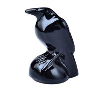 WUYOUSHI Natural Obsidian Crystal Raven Statue 5cm Healing Crystal Handmade Sculpture Lucky Guardian Pocket Statues Reiki Meditation Office Home Decoration Gift