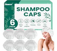 WUYUAN 6 Pack Shampoo Caps No Rinse Waterless Shampoo Caps Hair Wash Caps Shampoo and Condition Cap for Bedridden Patients, Elderly, Adults