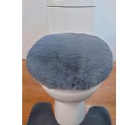 Wuyue Hua Brand Artificial Luxury Rabbit Fur Toilet lid Wrapped Cover pad, Machine Washable, Ultra Soft, (15.7 inches * 19.6 inches) Home Standard Size Version. (Dark Gray)