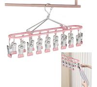 Wuyue Hua Metal clothes rack with clips, stainless steel clothes and socks clothes rack, laundry dripping clothes rack with 20 clips, which can dry socks, children's clothes and underwear. (red 1pc)