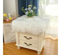 Wuyue Hua Nordic style plush bedside table mat, suitable for use as living room floor, clothing store window display, bay window, bedroom carpet (White background, gray tip, 40/40)