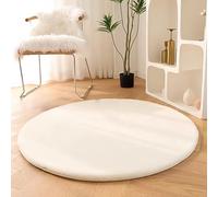 Wuyue Hua Rabbit plush carpet, suitable for use as living room, bedroom carpet, bedside, bay window mat, and sofa blanket mat (milky white,Diameter 60cm) (80, cylindrical)
