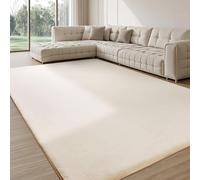 Wuyue Hua Rabbit plush carpet, suitable for use as living room, bedroom carpet, bedside, bay window mat, and sofa blanket mat (milky white,Diameter 60cm) (60X90, rectangle)