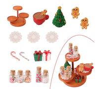 wuyukeji Christmas Gnome Accessory Set, 17 Pieces Dollhouse Accessories, Christmas Gnome Miniature Accessories with Mini Christmas Wreath, Christmas Tree, Gingerbread Man for Christmas Decoration