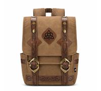 WUYUNTAI Vintage Celtic Viking Canvas Backpack for Men Women, Breathable Mesh Strap Rucksack for Commute Campus Travel, Brown, L, Celtic Knot