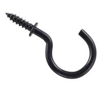 WUYXTO 160pcs Cup Hooks 1 Inch Black Steel Wire Easy Install Sharp Screw Point Home Industrial Hanging for Indoor & Outdoor Use