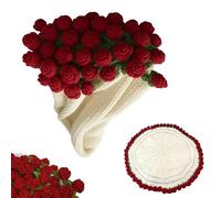 WuzhiEu Flower Bouquet Blanket - DIY Handmade Crochet Rose Blanket Kit, Soft Romantic Rose Bouquet Throw Blanket for Couch/Bed (70 x 70 cm) - Perfect Mother's Day Gift, Bridesmaid Present, Home Decor