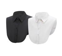 WUZIA 2 Pcs Unisex Fake Collar Black White Cotton Shirt Lapel Blouse Top Multi-Functional Clothes Shirt Accessories for Men Women