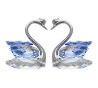 WUZIA 2 Piece Crystal Swan Statues Elegant Couples Glass Animal Figurines Home Decorations for Dining Table Family Collection Ornaments(Blue)
