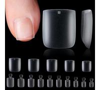 WUZIA 300PCS Toe Nail Tips, Square Long Matte Pre-shaped Full Cover False Toenails, 15 Sizes Summer Toe Tips for Soak off Gel Extension at Home DIY Salon