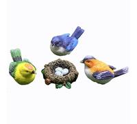 WUZIA 4Pcs Multicolor Miniature Birds Figurines Simulation Resin Sparrow Models Garden Ornaments for Bonsai Embellishments Decor(Big Set)