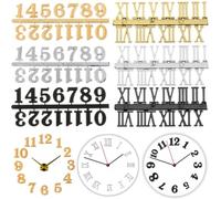 WUZIA 6 Set Quartz Clock Numerals Accessories Reusable Plastic Arabic Number Roman Numerals Clock Parts Gold Silver Black