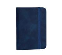 WUZIA A7 Notebook, Navy Blue PU Cover Mini Notepad 100 Sheets 200 Pages Pocket 8x11cm for Office Stationery Diary Writing Paper