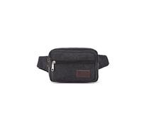 WUZIA Canvas Waist Bag for Men and Women with Zipper Closure Multifunctional Fanny Pack for Travel Hiking Camping Running Outdoor(Black)