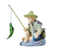 WUZIA Creative Miniature Old Man Fishing Ornament PVC Jiang Tai Gong Decoration for Fish Tanks Bonsai and Aquascapes