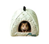WUZIA Hamster Hideout House, Foldable Dome Small Pet Cave with Woven Mat Base, Cartoon PrintSummer Cage Bed for Hamsters Gerbils Small Animals(S,Green)