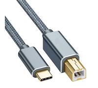 WUZIA USB C to USB B 2.0 Printer Cable - High-Speed Braided Cord for Epson, HP, Brother Printers and Scanners, Gold-Plated Connectors(0.5m)