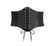WUZIA Women's Lace-up Corset Elastic Waist Belt PU Leather Corset Belt Tied Waspie Waist Belt for Women