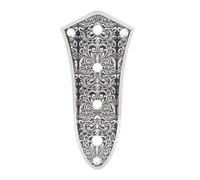 WUZIA Zinc Alloy Control Plate for Jazz Bass Volume Control Replacement Part with Black Floral Pattern, Silver Finish