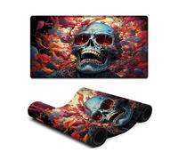 wuzihanptpt Computer Mouse Pad Colorful Psychedelic Skull Large Desk Pad Premium Textured Non Slip & Waterproof Stitched Edges for Gaming Office & Home 40X75cm