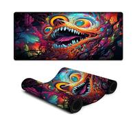 wuzihanptpt Extended Mouse Pad Colorful Neon Monster Computer Keyboard Mouse Mat 40x90cm Table Pad with Non Slip Base And Stitched Edge for OfficeGaming