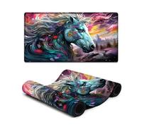 wuzihanptpt Gaming Mouse Pad Colorful Psychedelic Horses from The Future Computer Keyboard Mouse Mat with Non Slip Base And Stitched Edge for Gaming Office Work 40X75cm