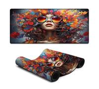 wuzihanptpt Mouse Pad Colorful Psychedelic Art Flower Woman Mouse Mat 40x90cm Desk Mat Anti Fray Stitched Edges Non Slip Rubber Base Improved Precision And Speed