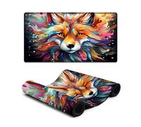 wuzihanptpt Stitched Edges Mouse Pad Colorful Neon Fox Computer Keyboard Mouse Mat 40X75cm Large Desk Pad for Office Gaming Laptop Women Kids