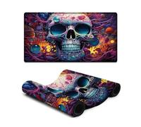 wuzihanptpt Stitched Edges Mouse Pad Imagine Colorful Psychedelic Skulls Computer Keyboard Mouse Mat 40X75cm Large Desk Pad for Office Gaming Laptop Women Kids
