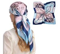 WUZININGLE 100% Mulberry Silk Head Scarf for Sleeping 35"x35" Square Silk Hair Scarf for Women Lightweight Bandana Large, Shiny Chains-pink, 35x 35 inches
