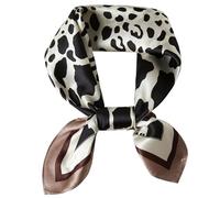WUZININGLE 100% Mulberry Silk Neck Scarf, 21"x21" Silk Hair Head Scarf for Women Men, Lightweight Square Silk Scarf Small, Classic Leopard-brown, 21x 21 inches