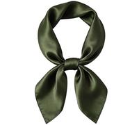 WUZININGLE 21"x21" Solid Color Silk Scarf-100% Mulberry Silk Neck Scarf-Light Thin Breathable Small Headscarfs, Dark Green, 21 x 21 inches