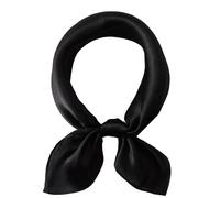 WUZININGLE 21"x21" Solid Color Silk Scarf-100% Mulberry Silk Neck Scarf-Light Thin Breathable Small Headscarfs, Black, 21 x 21 inches