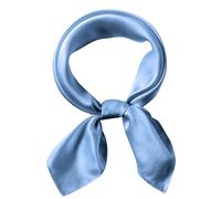 WUZININGLE 21"x21" Solid Color Silk Scarf-100% Mulberry Silk Neck Scarf-Light Thin Breathable Small Headscarfs, Blue, 21x21 inches