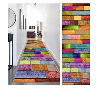 WUZMING Carpet Runner Rug For Hallway, Non-slip Washable Color Geometric Stripes Long Narrow Hall Hallway Runners Kitchen Living Room Entrance Mat (Color : Multi-colored, Size : 80x270cm)