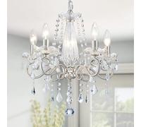 WUZUPS Crystal Candle Chandelier Pendant Flushmount Ceiling Light Modern Lighting Fixture for Bedroom Hallway Bar Kitchen Bathroom, H42 W43, Brushed Nickel, E14 Base