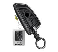 WUZUTU Car Key Case Alloy Leather Key Case Compatible with BMW 2 Series Coupe G42 3 Series G21 5 Series G30 G31 Z4 G29 X1 F48 X2 F39 X3 318i E96 Key Box Car Scratch Resistant Key Cover Black