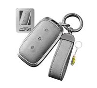 WUZUTU Car Key Case Key Ring Metal Key Case Protection Compatible with Geely EX5 Galaxy E5 Galaxy Starship 7 EM-i E8 2024 2025 2026 Leather Key Case Accessory Light Grey 3