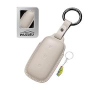 WUZUTU Car Key Case Leather Key Case Key Case Compatible with Geely EX5 Galaxy E5 Starship 7 E8 Starry 8 2026 2025 2024 Protective Key Cover Accessories Key Case White-3