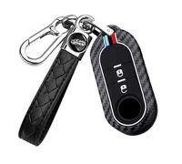 WUZUTU Car Key Fob Case Cover Carbon Fiber Metal Shell Remote Control Compatible with Fiat Ducato 500 500L 500C 500X Fiorino Doblo Brava Panda Grande Punto Lancia Musa Key Bag Keyring 2 Buttons-A3