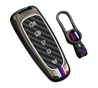 WUZUTU Car Key Fob Case Fit for Ford Explorer Fusion Escape Edge Bronco F150 Maverick Mustang C-Max Taurus Lincoln MKS MKT MKX Navigator Metal Frame Key Cover Shell Bag with Keychain-5 Buttons Black