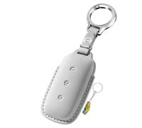WUZUTU Car Key fob Cover fit for Geely Galaxy EX5 E5 Cityray L6 L7 EMI NO.1 Proton e.MAS 7 5 E8 Starry 8 Leather Key Case Holder Shell Key Chain Keyring White