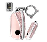 WUZUTU Car Key Keyless Go Case Key Case Compatible with BMW X1 Msport X2 X5 G05 M60i X5M X6 X7 740i X3 M50 540i 2024 2025 2026 Soft TPU Key Case with Key Ring C-Pink