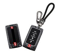 WUZUTU Carbon Fiber Metal Frame Car Key Fob Cover Case Compatible with Jeep Wagoneer Grand Wagoneer Grand Cherokee L Compass Renegade 2021-2024 Glow in The Dark Silicone Key Shell 4 Buttons-B2