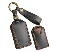 WUZUTU Cowhide Car Key Case Anti fall Key Fob Shell Compatible with EX30 2024 2025 for Polestar4 2024 2025 Remote Control Key Fob Key Protection Case Black