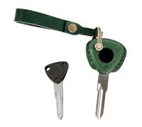 WUZUTU Cowhide Leather Car Key Fob Cover Compatible with Peugeot Django 150 SF3 SF4 QP150T-C Motorcycle Accessories Durable Smart Control Key Holder Key Shell-A Green