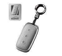 WUZUTU Durable Leather Car Key Fob Case Key Cover Compatible With Geely Galaxy EX5 E5 E8 L6 L7 Max 2024 2025 Starry 8 E5 Proton Starship L7 Waterproof Metal Key Bag Key Holder 3 Buttons-C Light Gray