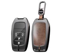 WUZUTU Durable Leather Car Key Fob Cover Compatible With Toyota Camry Hilux Crown Sienna 2026 GT86 BZ4X Prius Proace Auris Prado 2025 RAV4 Prime 2024 Metal Key Holder Key Case 2/3/4/5 Buttons-B Brown