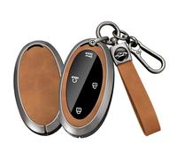 WUZUTU Durable Metal Car Key Fob Case Compatible With Hyundai lonig 5 Facelift lonig 6 9 Palisade Kona 2025 2026 Azera Tucson Hybrid Sonata 2024 Soft Leather Key Shell Key Cover 5/7 Buttons-A Brown